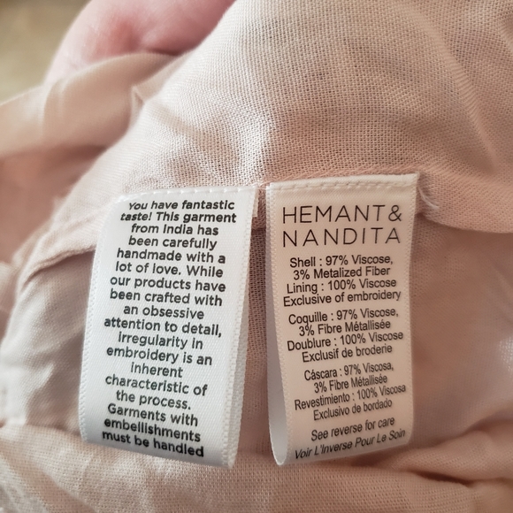 Hemant & Nandita Asia long sleeve mini dress pink lilac extra small XS - Picture 15 of 16